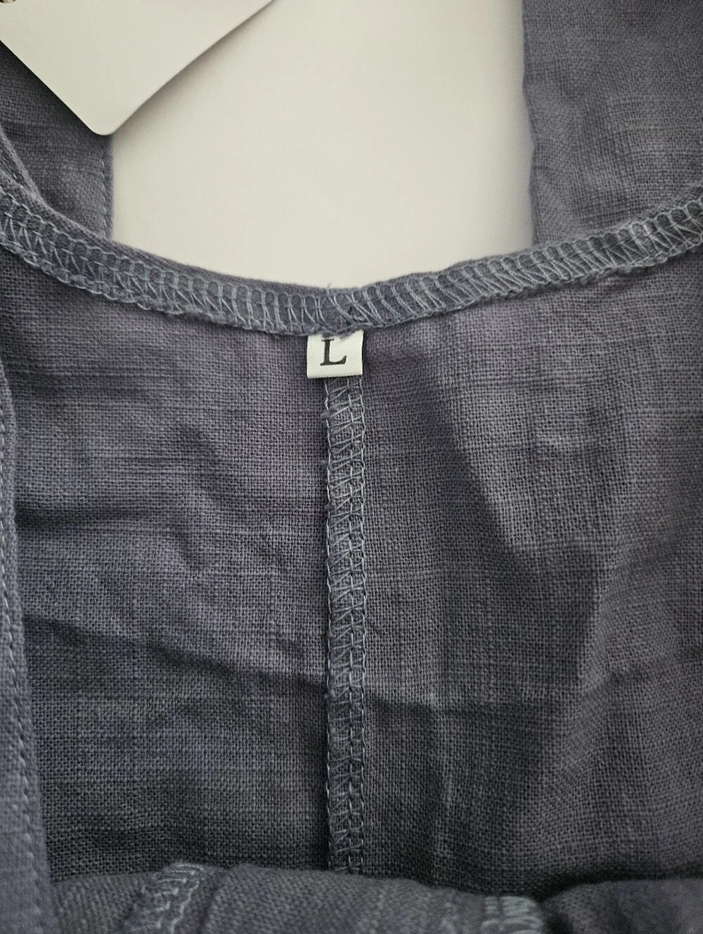 NWT Viral Amazon Free People Inspired Large Linen Overalls Jumpsuit Buttons Blue - Picture 6 of 9